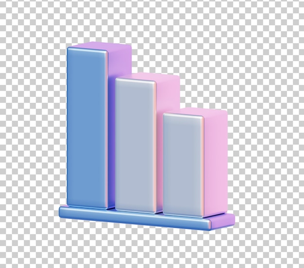 3D Metallic Pastel Bar Chart Icon Representing Data Analytics Business Growth or Financial Report Visualization