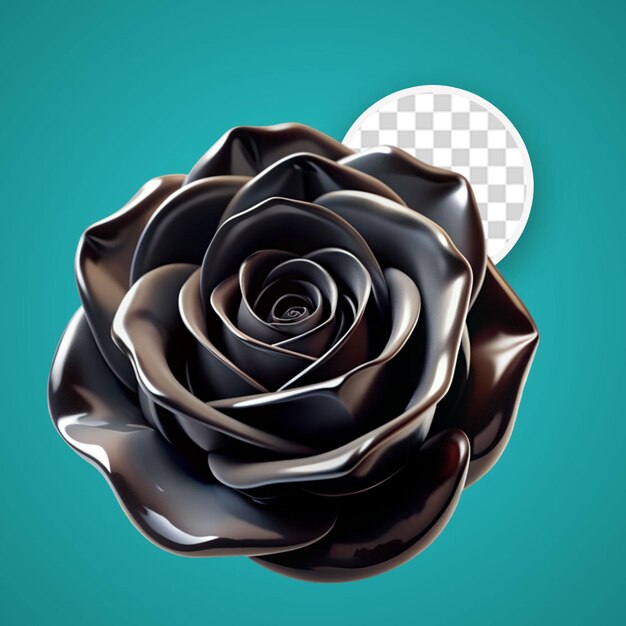 PSD 3d metallic rose on transparent background