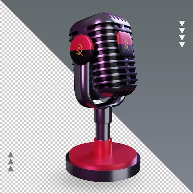 PSD 3d microfone angola bandeira renderização vista esquerda