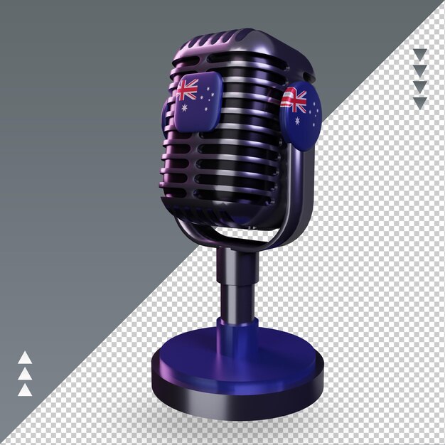 3d microfone bandeira da austrália renderizando a vista direita