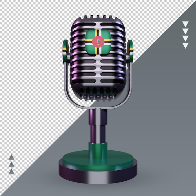 3d microfone bandeira dominica renderização vista frontal