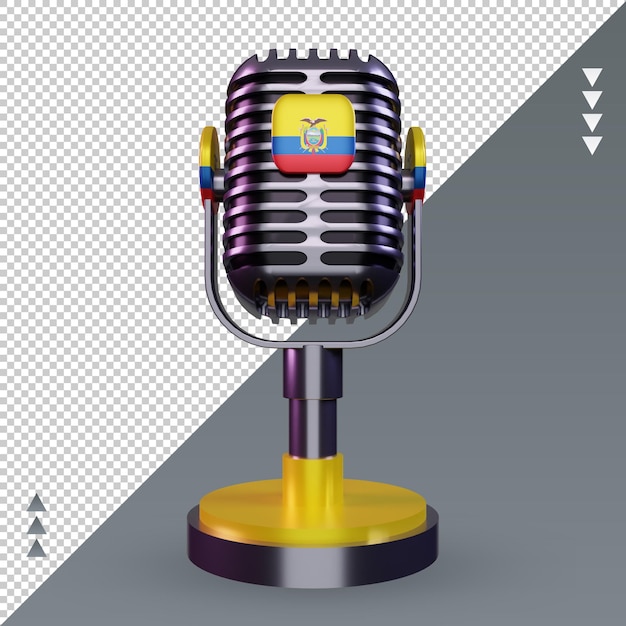 PSD 3d micrófono ecuador bandera renderizado vista frontal