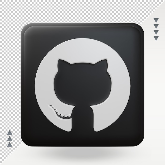 PSD 3d mídia social ícone do github renderizando a vista frontal