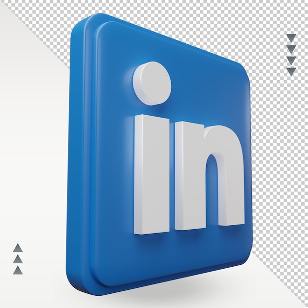 3d mídia social ícone do linkedin renderizando a vista esquerda