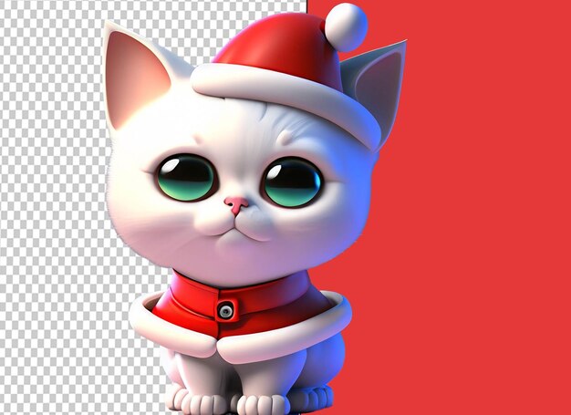 3d, mignon, bébé chat, porter, Santa, indices, robe, blanc