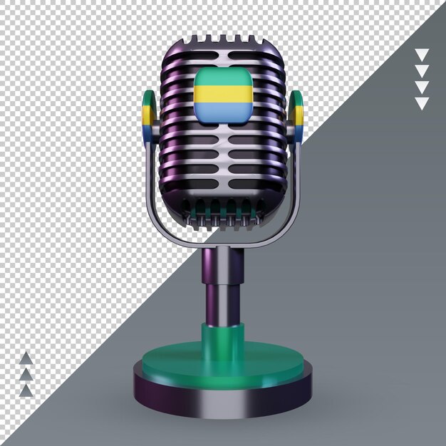 PSD 3d-mikrofon gabun-flagge, die vorderansicht rendert