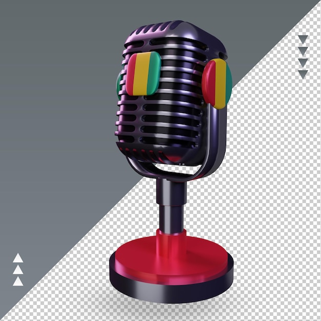 3d-mikrofon guinea-bissau-flagge, die die rechte ansicht wiedergibt