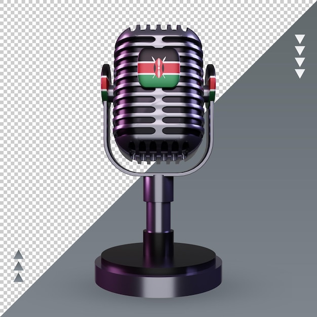 3d-mikrofon kenia-flagge, die vorderansicht wiedergibt