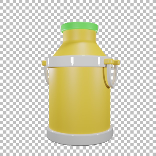 3d Milk Container side view with transparent background