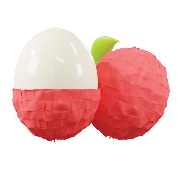 PSD 3d-minimal-icon sommerfrüchte lychee