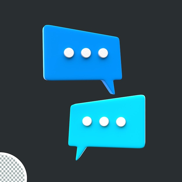 3d minimale blaue Blasen Chat-Symbol Sprechblase Nachrichtensymbol 3D-Rendering-Illustration 3D-Kunst