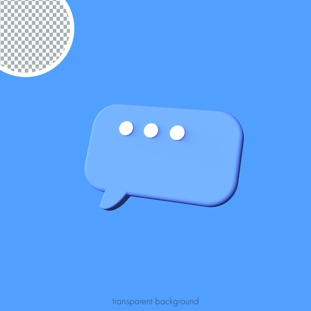 3D Minimale blaue Blasen Chat-Symbol transparenter Hintergrund Nachrichtensymbol 3D-Darstellung