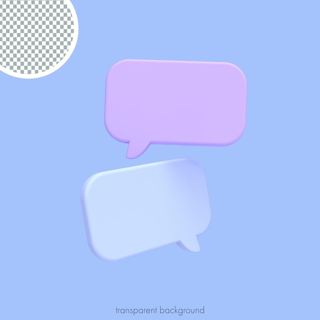 PSD 3d minimale lila blasen chat-symbol transparenter hintergrund nachrichtensymbol 3d-darstellung