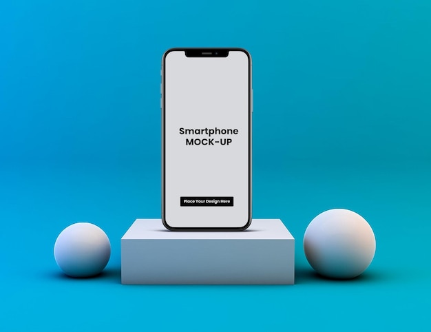 3D Mobile Mockup Design mit 3D Podium Hintergrund Premium Psd