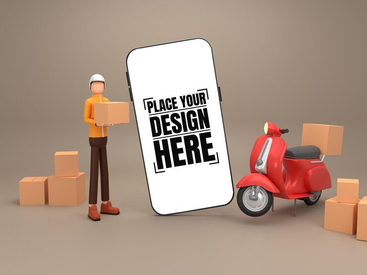 3D Mobile Phone Courier Package Mockup