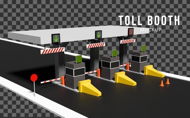 PSD 3d-mockup der autobahn des mautplatzes