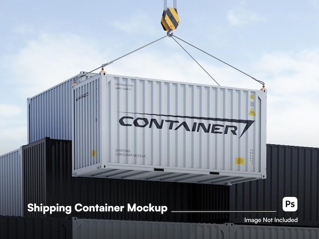 3D-Mockup eines isolierten Versandcontainers mit Frontansicht