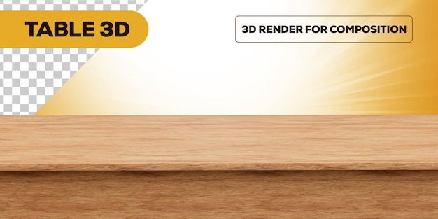 3D-Mockup für einen Holztisch