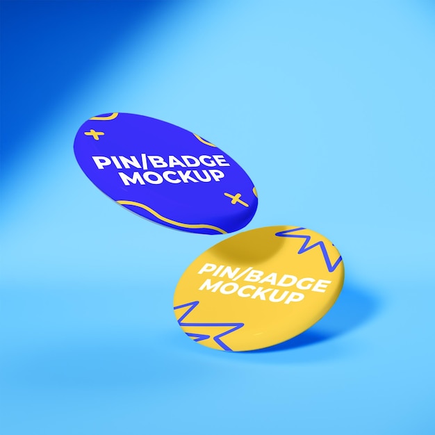 3D-Mockup mit zwei Pin-Abzeichen, schwebend