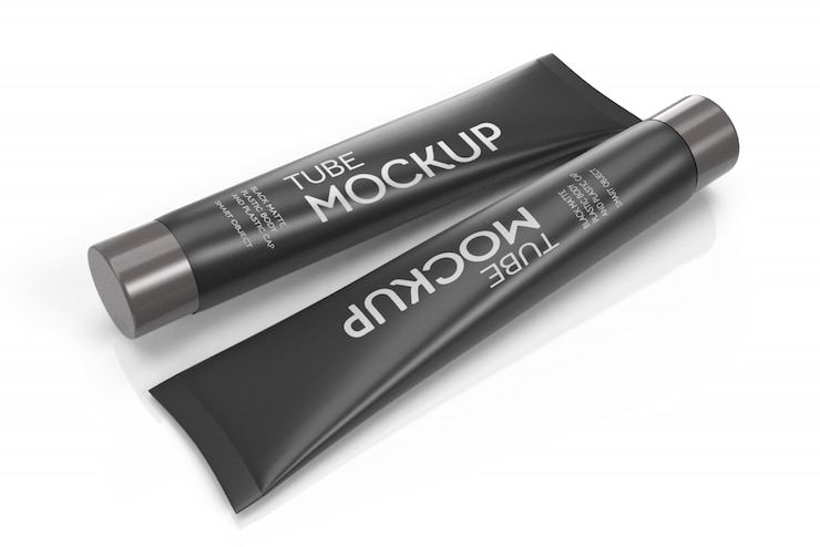 PSD 3d mockup of two lying matte toothpaste tubes