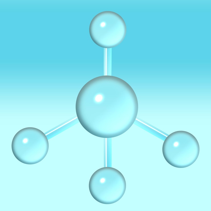 PSD 3d model of the molecular structure of the methane compound ch4 illustration of the molecule in blue