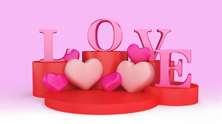 PSD 3d-modell der liebe zum valentinstagdesign