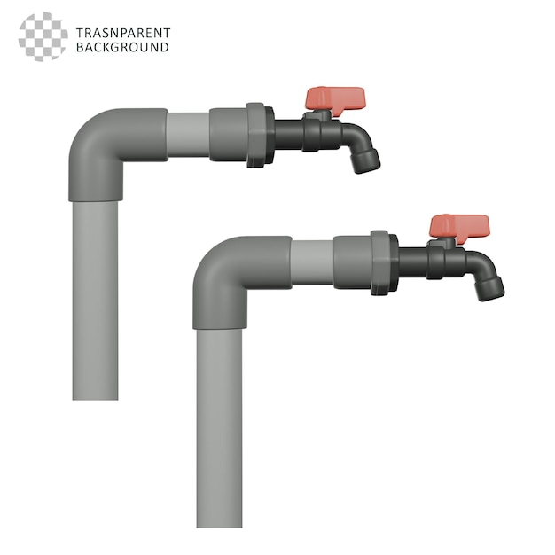 3D-Modell eines Doppelrohrsystems mit Ventilen