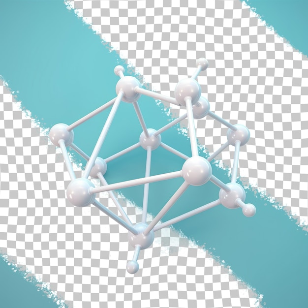 3d-modell eines moleküls als körperschmuck auf durchsichtigem hintergrund