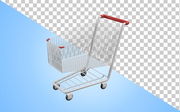 PSD 3d-modell eines supermarktwagens mit anderer seitenansicht. commercial cart, png-objekt