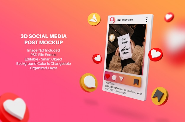 PSD 3d-modell für instagram social media post