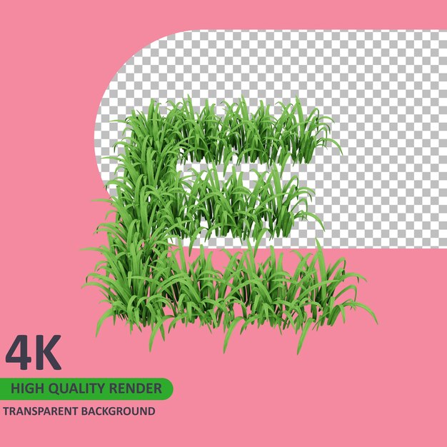 3D-Modell-Rendering Gras Alphabet Großbuchstaben e