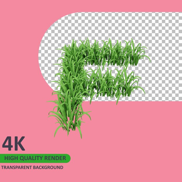 3D-Modell-Rendering Gras Alphabet Großbuchstaben f