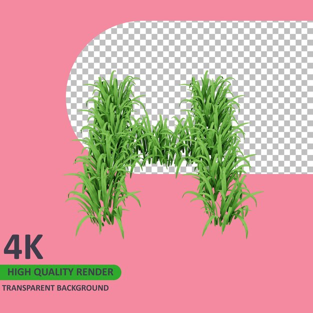 3D-Modell-Rendering Gras Alphabet Großbuchstaben h
