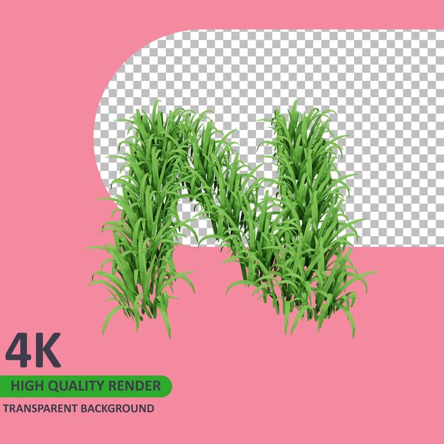 3D-Modell-Rendering Gras Alphabet Großbuchstaben n