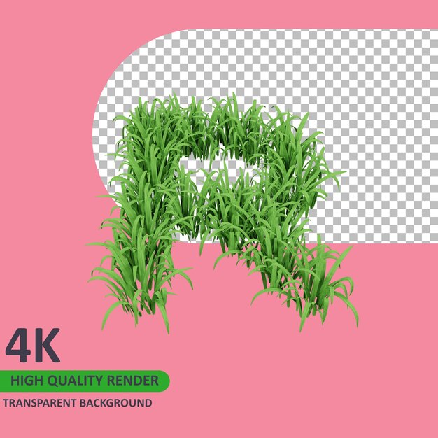 3D-Modell-Rendering Gras Alphabet Großbuchstaben r