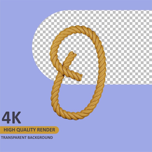 3D-Modell-Rendering Sackleinen Alphabet Großbuchstaben o