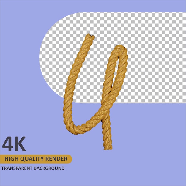 3D-Modell-Rendering Sackleinen Alphabet Großbuchstaben u