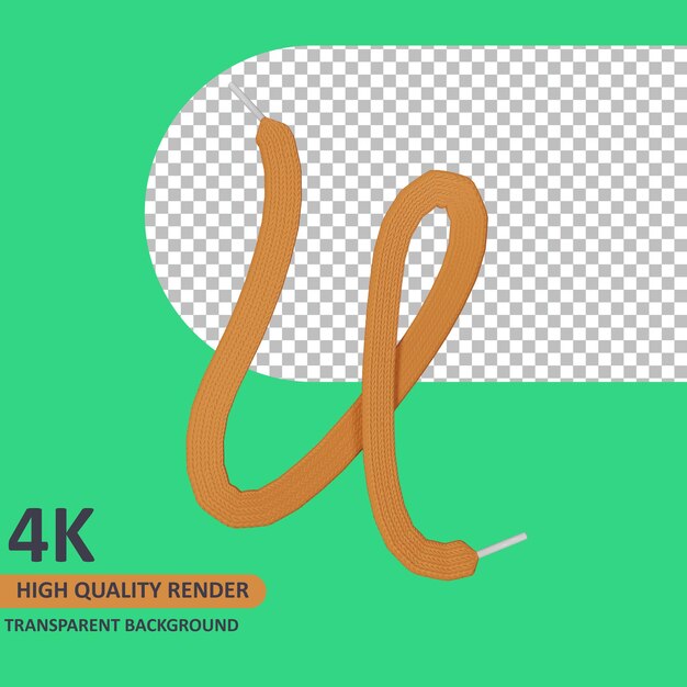 3D-Modell-Rendering Schnürsenkel Alphabet Großbuchstaben u