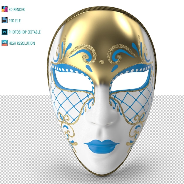 PSD 3d-modellierung der carnival-gesichtsmaske psd