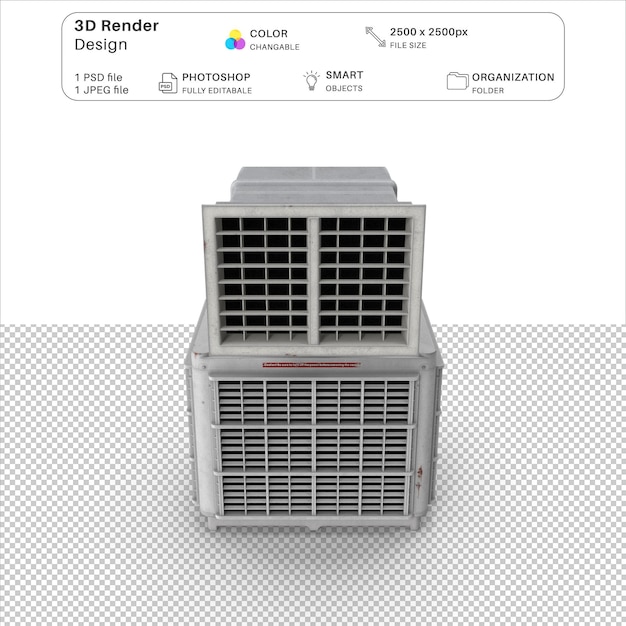 PSD 3d-modellierung der industrieluftkühlerventilator-psd-datei