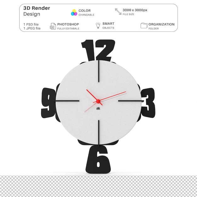 PSD 3d-modellierung der wanduhr psd-datei realistische uhr