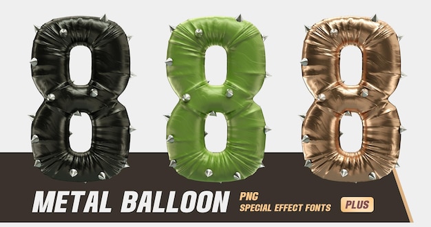 3d-modellierung metal punk balloon serie namber 8