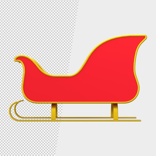3D-Modellierung von Santa-Wagen-Illustration mit transparentem Hintergrund