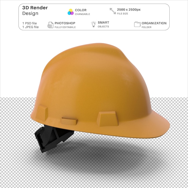 PSD 3d-modellierung von sicherheitshelmen für bauarbeiten