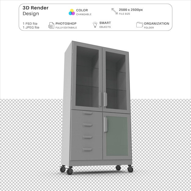 3d-modellierungs-psd-datei des schranks