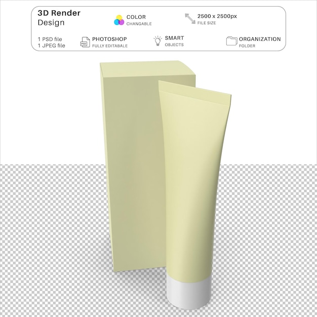 PSD 3d-modellierungs-psd-datei für kosmetische behälter