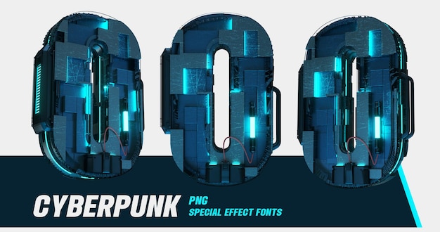 3d modelling cyberpunk style series multiview numbers 0
