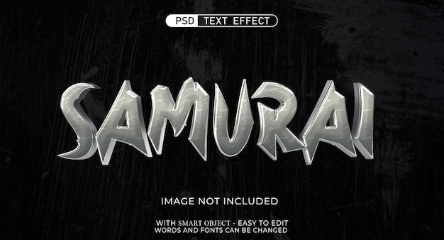 3d moderner text samurai bearbeitbarer schriftstil