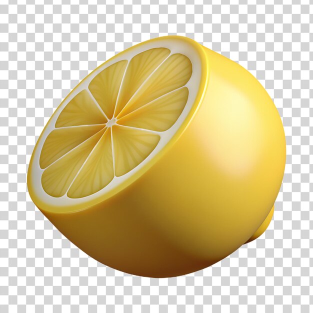 PSD 3d la moitié d'un citron isolé sur un fond transparent