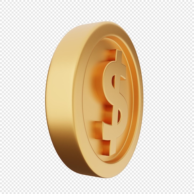 3d moneda dólar dinero oro icono ilustración render